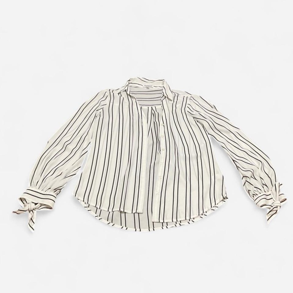 Express Black and White Striped Blouse